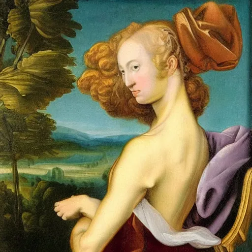 Prompt: renaissance oil painting, rococo, baroque, manga skinny female artists