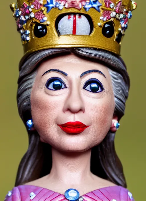 Prompt: closeup face profile portrait of tin toy hillary clinton as a fairytale princess wearing a crown eating cakes, bikini, depth of field, zeiss lens, detailed, symmetrical, centered, fashion photoshoot, by nicoletta ceccoli, mark ryden, lostfish, breathtaking, 8 k resolution, extremely detailed, beautiful, establishing shot, artistic, hyperrealistic, octane render