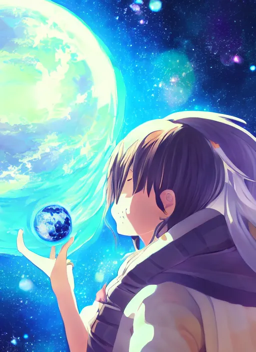 prompthunt: rocket launch, smoke, stars, planets, anime style, manga cover