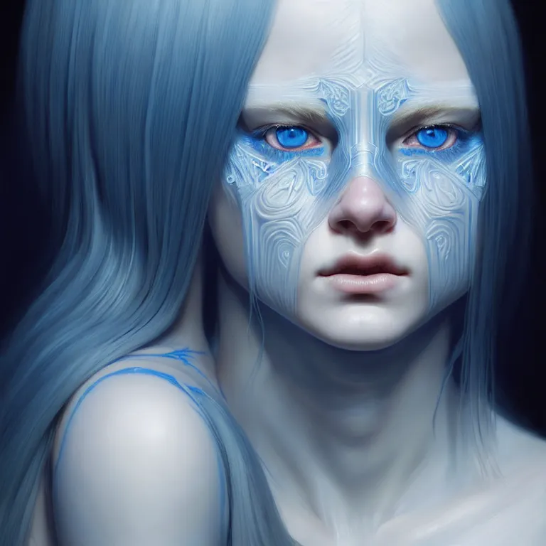 Image similar to epic professional symmetrical digital art of sweet realistic blue eyes, translucent skin, accent lighting, painted, intricate, detailed, cheery, fun, effervescent, by roberto ferri, epic, stunning, gorgeous, much wow, much detail, cinematic, masterpiece, unreal engine render