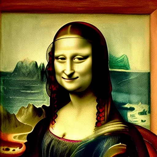 Image similar to mona lisa painted by edvard munch