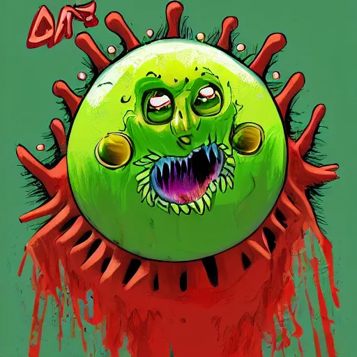 Prompt: a screaming tennis ball monsters, startled surprised face, oh shit face, colorful, digital art, fantasy, magic, chalk, trending on artstation, ultra detailed, professional illustration by basil gogos