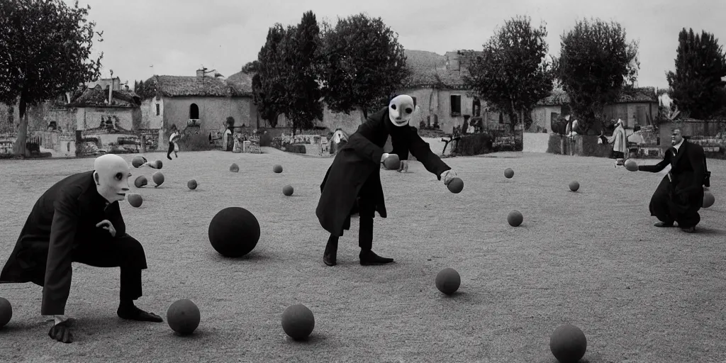 Image similar to nosferatu is playing petanque balls in south of france