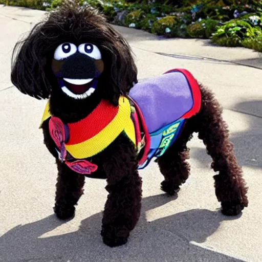 Image similar to A service dog muppet, sesame street