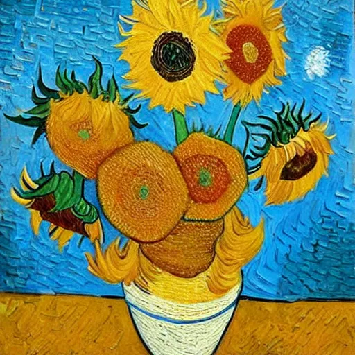 Image similar to sunflowers in the style of van gogh