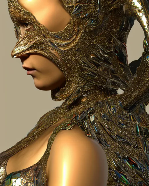 Image similar to a highly detailed metahuman 4 k close up render of an alien goddess nymph bella hadid in iris van herpen dress schiaparelli in diamonds crystals swarovski and jewelry iridescent in style of alphonse mucha gustav klimt trending on artstation made in unreal engine 4