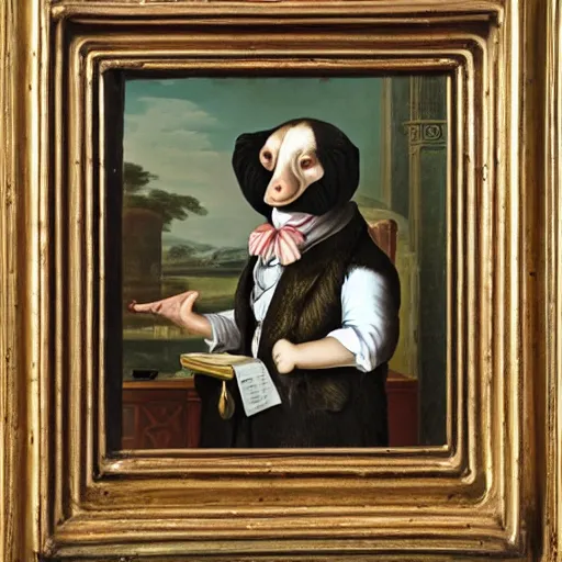 Image similar to portrait of a platypus diplomat, baroque style