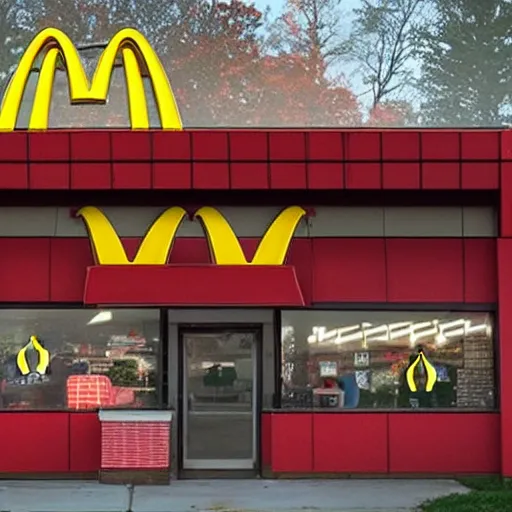 Image similar to Mcdonalds in the upside down from stranger things