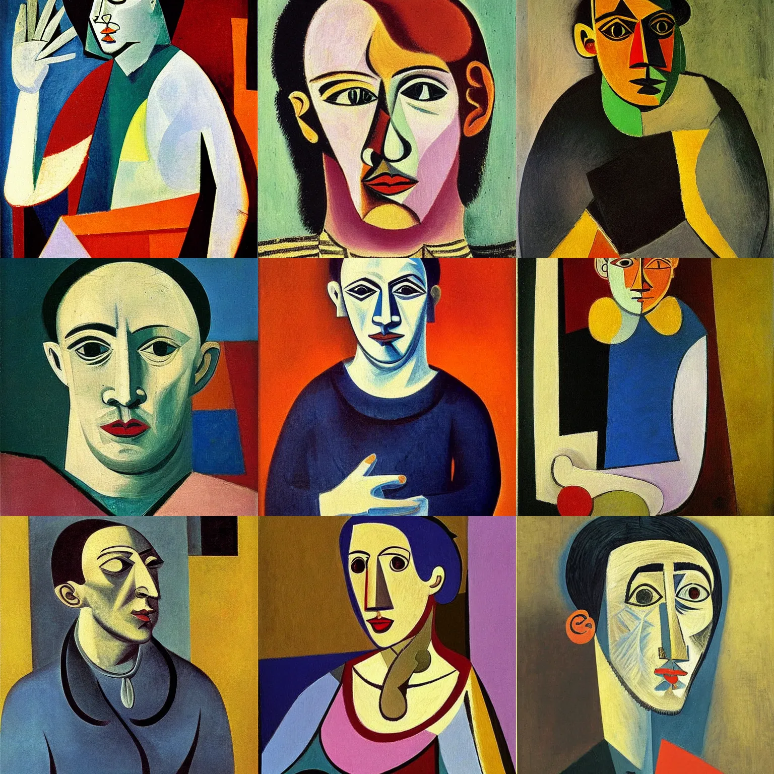 Prompt: A portrait painting by Pablo Picasso