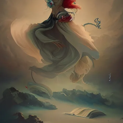 Image similar to the artwork of peter mohrbacher, flowing fabric robot prince