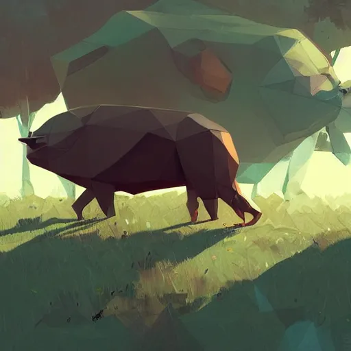 Image similar to a low - poly 3 d render of a capybara, ultra detailed, colorful, cinematic composition by atey ghailan, by greg rutkowski, by greg tocchini, by james gilleard, by joe fenton, by kaethe butcher