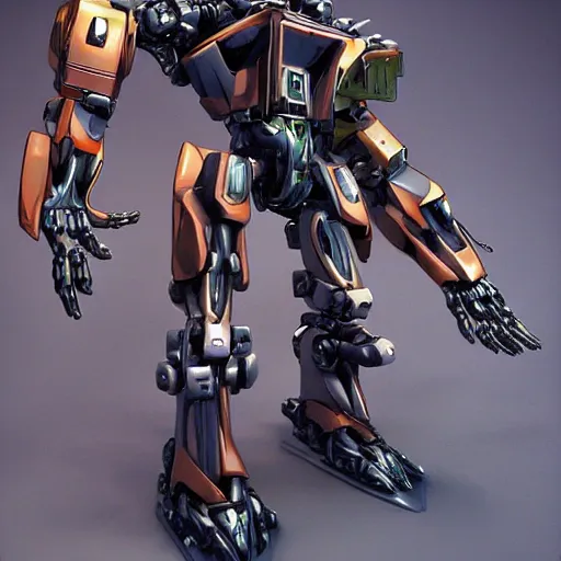 Image similar to combat mecha in the style of frank franzetta and zaha hadid