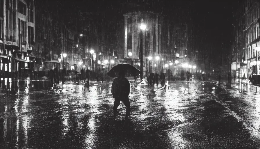 Image similar to alone in the street, at night, rain