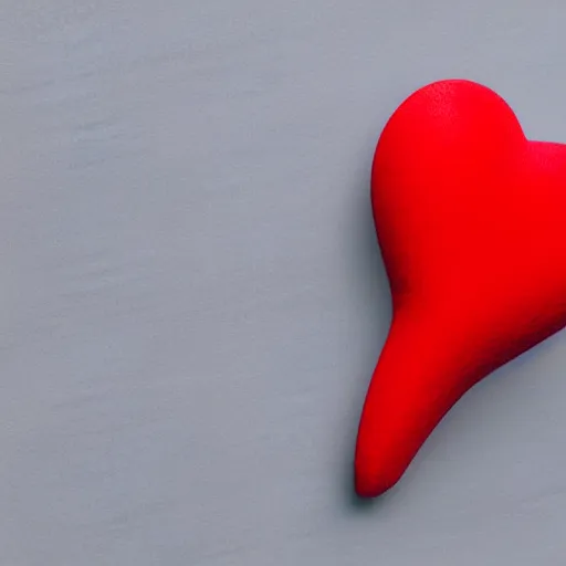 Image similar to 3d render of a badly formed red putty heart shape in the middle of a gray sheet of paper