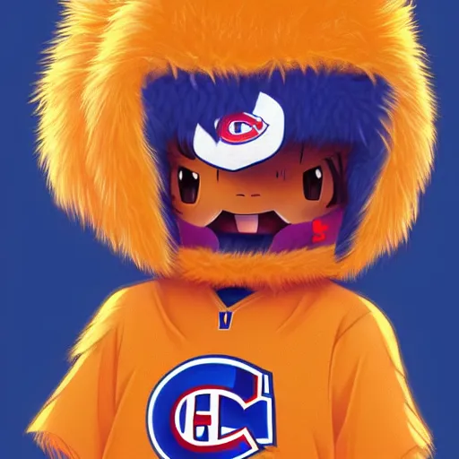 Image similar to anime Portrait of Youppi the Habs Montreal Canadiens Mascot as a very cute powerful and friendly pokemon, highly detailed anime, high evolution, 1990s, legendary, smooth, sharp focus, dynamic lighting, intricate, trending on ArtStation, illustration pokemon, art by WLOP