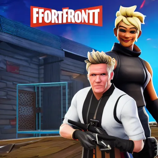 Image similar to gordon ramsay as fortnite character, gameplay screenshot