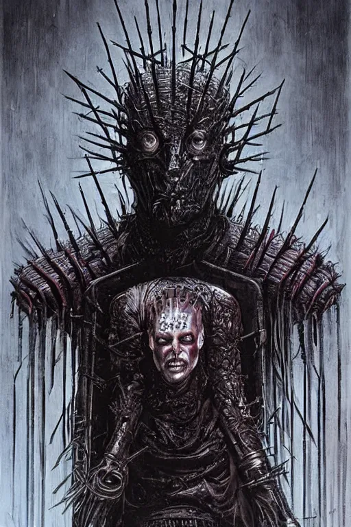 Image similar to portrait of pinhead hellraiser cenobite by hr giger, greg rutkowski, luis royo and wayne barlowe as a diablo, resident evil, dark souls, bloodborne monster