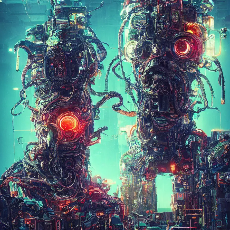 Image similar to portrait of a squid monster. intricate abstract. cyberpunk, vhs glitch. intricate artwork. by Tooth Wu, wlop, beeple, dan mumford. octane render, trending on artstation, greg rutkowski very coherent symmetrical artwork. cinematic, hyper realism, high detail, octane render, 8k