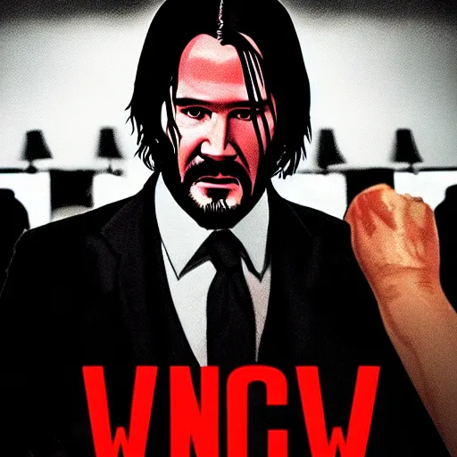 Image similar to John wick in 70s movie poster,