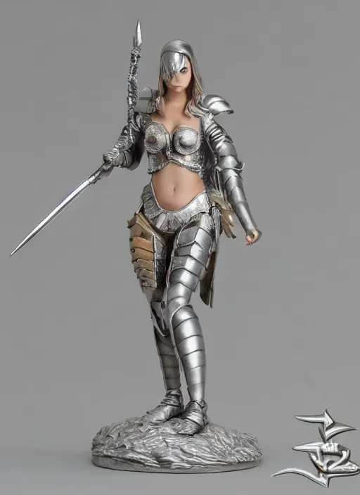 Image similar to 80mm, resin detailed model figure of a female wearing a silver seashell armor