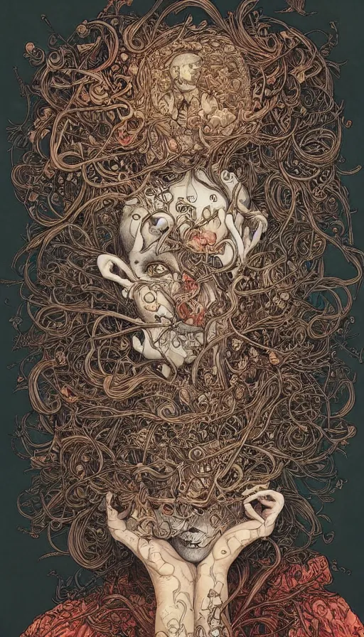 Image similar to portrait painted in jacek yerka style drawn by vania zouravliov and takato yamamoto, inspired by epression, intricate acrylic gouache painting, high detail, sharp high detail, artstation