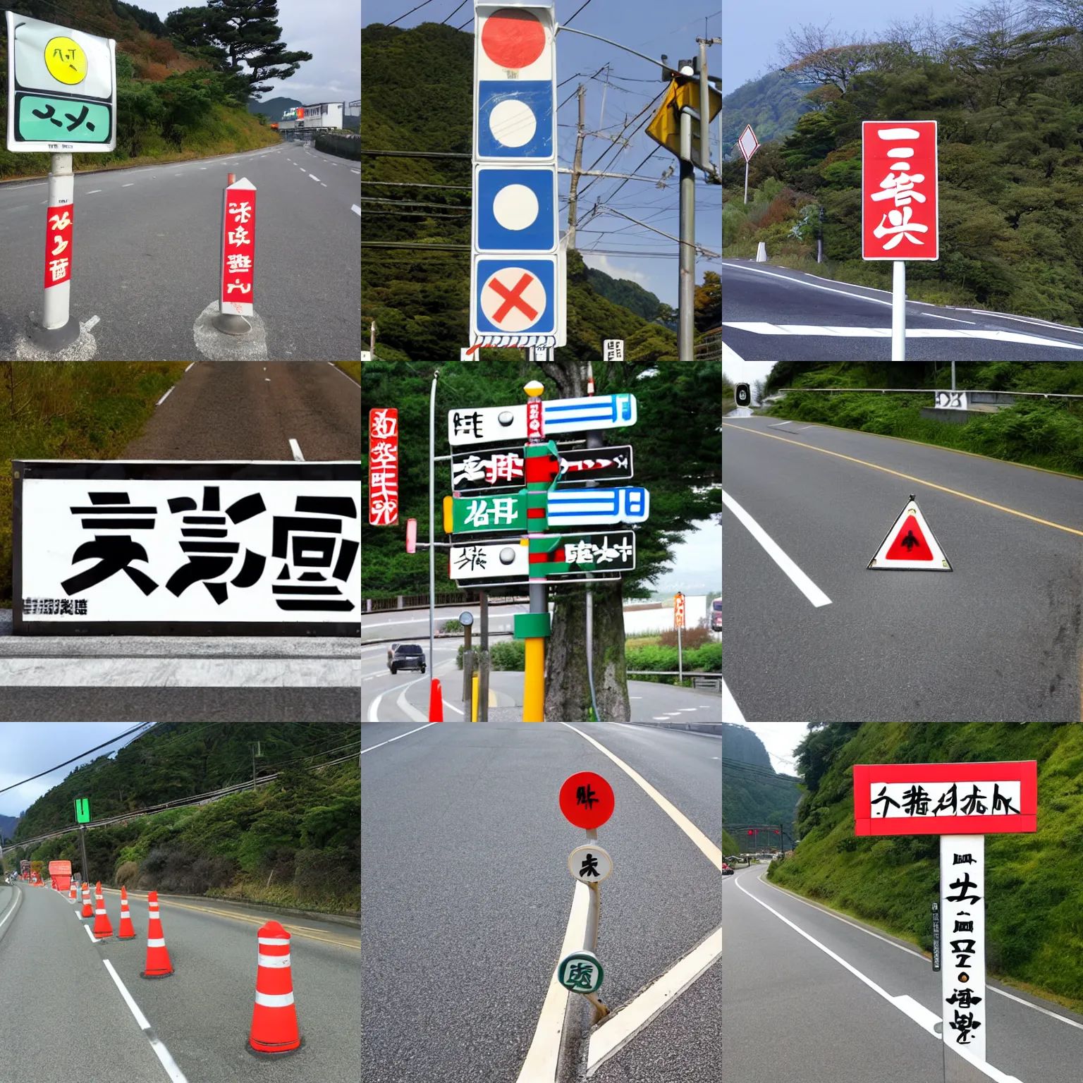 Prompt: japanese road signage