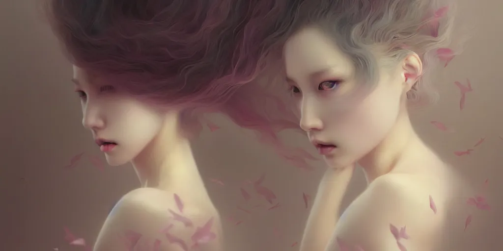 Image similar to breathtaking delicate detailed concept art painting creature, by hsiao - ron cheng, bizarre compositions, exquisite detail, pastel colors, 8 k