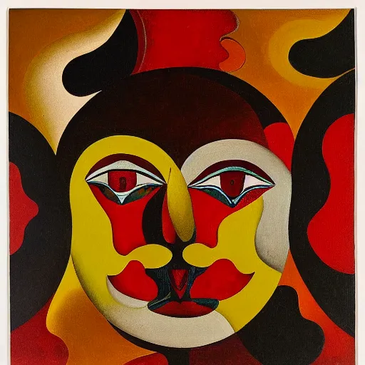 Image similar to floral face portrait by leonetto cappiello and wojciech siudmak and ernst fuchs, anni albers, oil on canvas