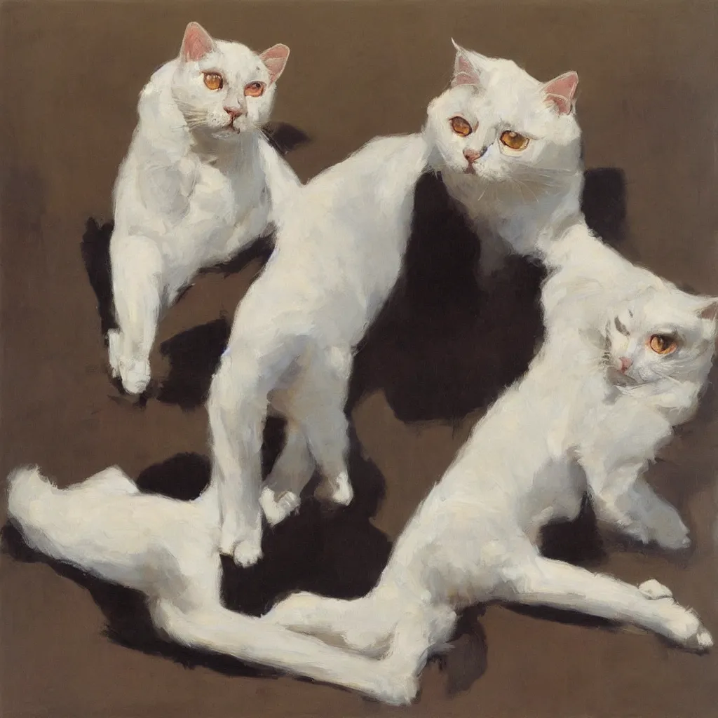 Image similar to a noble white cat, ben aronson 1950