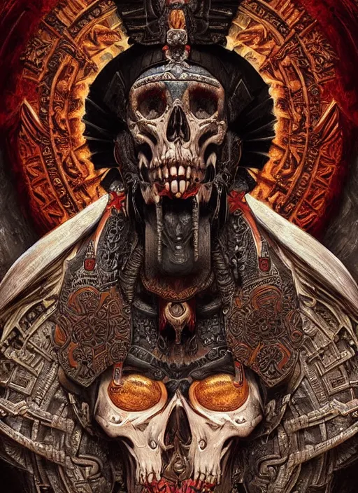 Image similar to digital _ painting _ of _ cizkin god of death mayan _ by _ filipe _ pagliuso _ and _ justin _ gerard _ symmetric _ fantasy _ highly _ detailed _ realistic _ intricate _ port