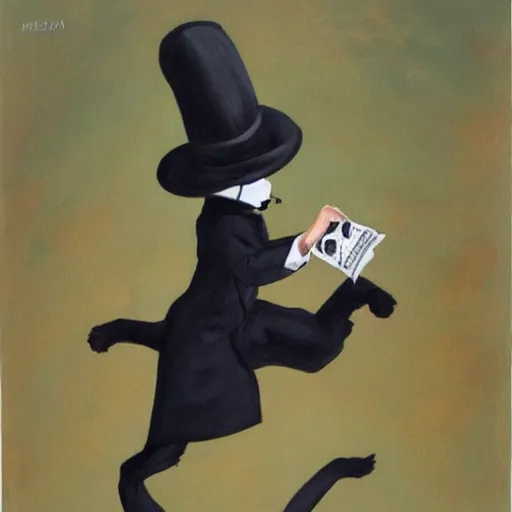 Prompt: a painting of a hasidic humanoid cat doing breakdance for money by miyazaki