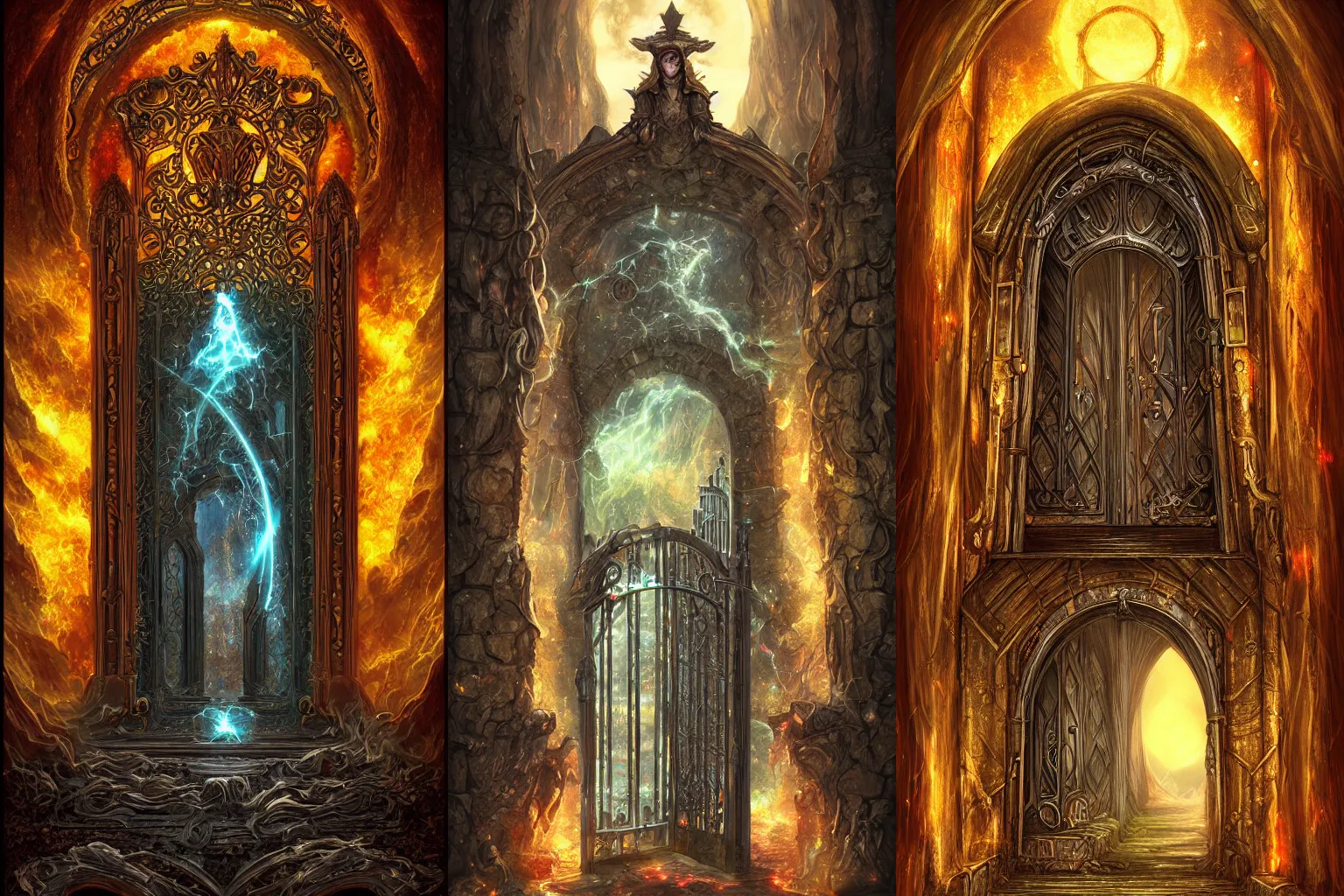 Prompt: The gate to the eternal kingdom of alchemists, fantasy, digital art, HD, detailed.