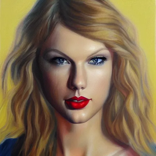Prompt: portrait of Taylor Swift, oil on canvas, realistic