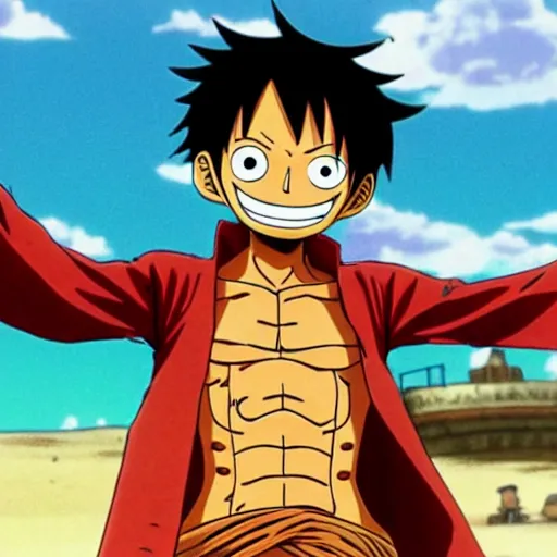 Prompt: luffy from one piece t - posing because it's funny, highly detailed, anime