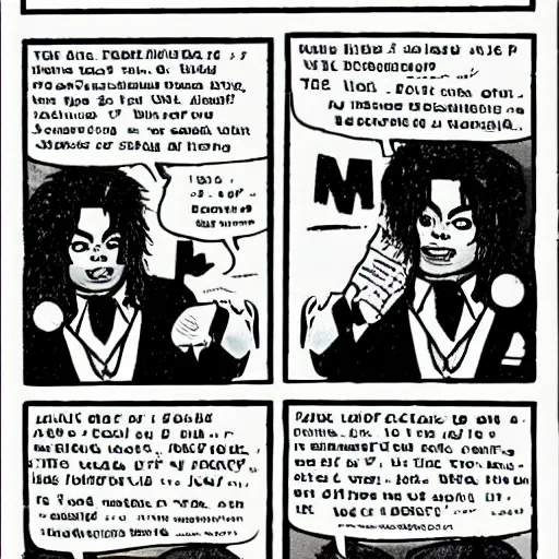 Image similar to michael jackson learn javascript, vintage comic