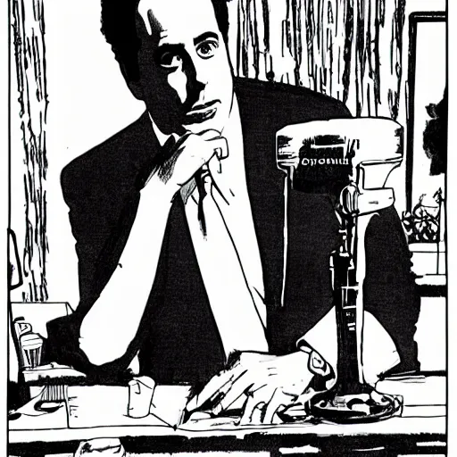 Prompt: jerry seinfeld, portrait, by guido crepax