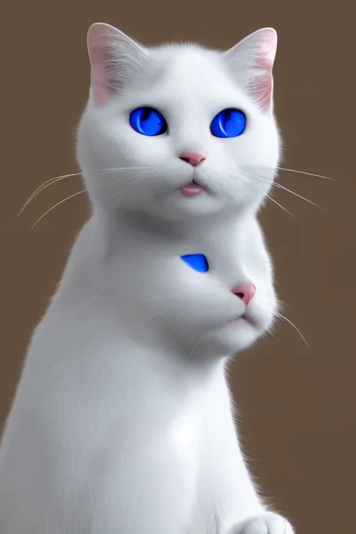 Image similar to a white cat with blue eyes wearing a red formal overcoat, hyperrealistic, concept art, octane render, unreal engine 5, realistic and defined face, profile picture, digital art, pixar and disney style, symmetrical, high quality, highly detailed, high coherence, path traced, house background, low contrast, beautiful, elegant clothes