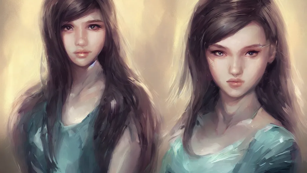 Prompt: A decent young girl portrait by Ross Tran.