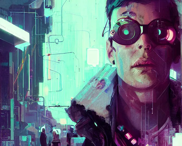 Image similar to detailed portrait Detective 1960s cyberpunk futuristic neon by ismail inceoglu dragan bibin hans thoma greg rutkowski Alexandros Pyromallis Nekro Rene Margitte illustrated