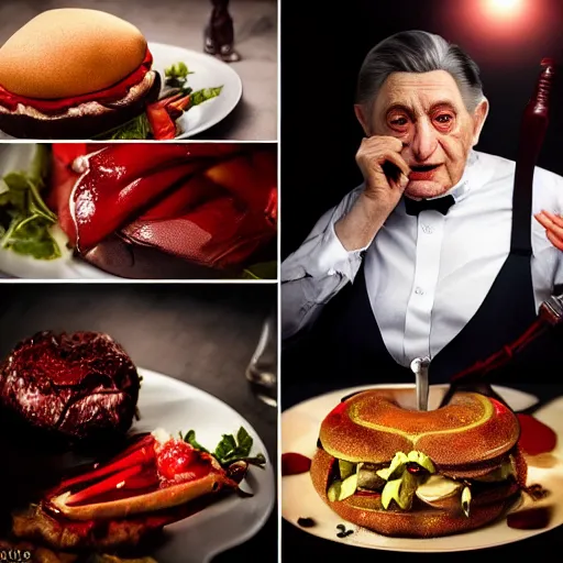 Image similar to vampire george soros, cinematic key light ultra realistic, photorealism, dramatic volumetric lighting award winning hyper detailed 8 k professional food photography