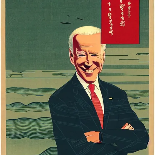 Image similar to Joe Biden, ukiyo-e