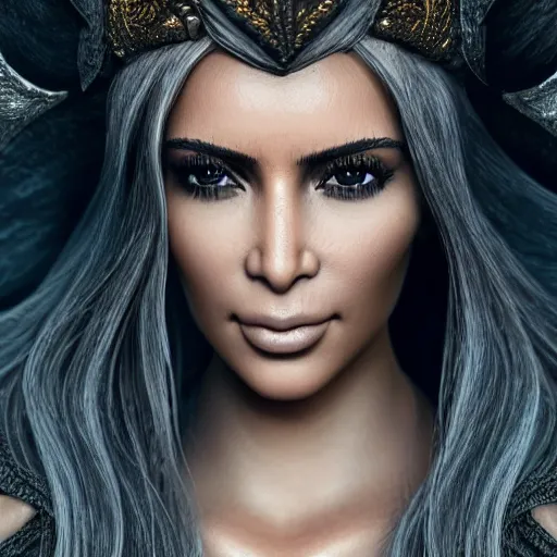 Image similar to Kim Kardashian as an elven priestess, atmospheric lighting, intricate detail, cgsociety, hyperrealistic, octane render, RPG portrait, ambient light, dynamic lighting, hyper detailed, elegant, cinematic, awe inspiring, beautiful, unreal engine, 8k ultra hd, artstationHD, hyper detailed, elegant, cinematic, awe inspiring