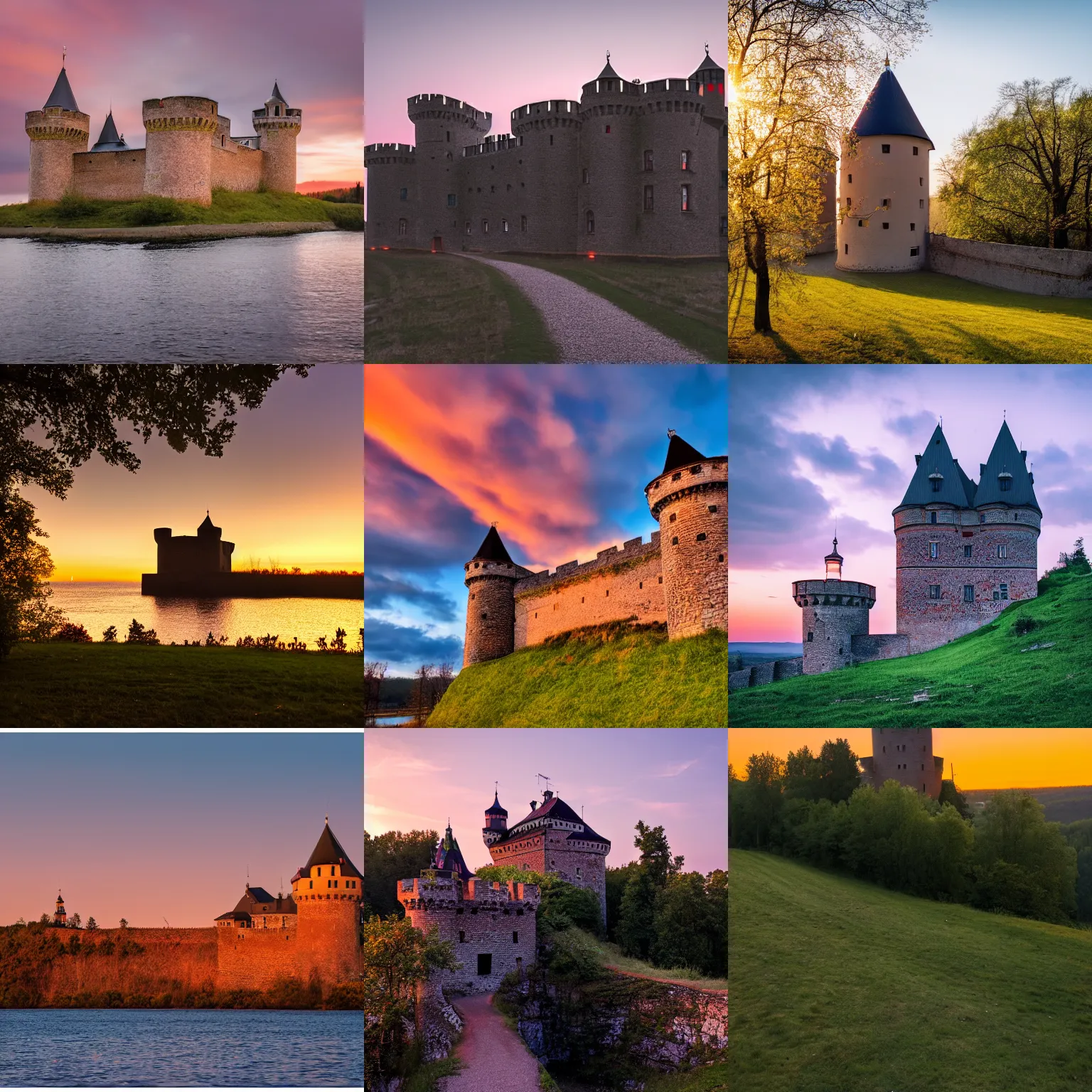 Prompt: Photography of Zvikov castle during sunset