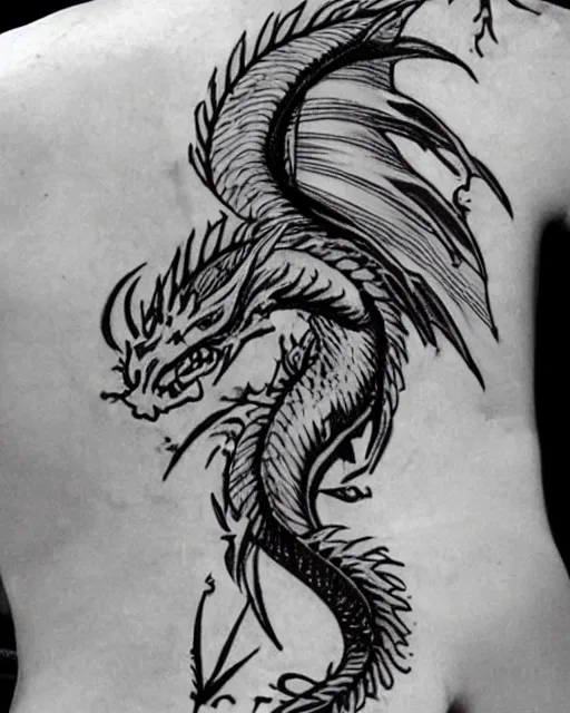 Prompt: haku as a dragon tattoo