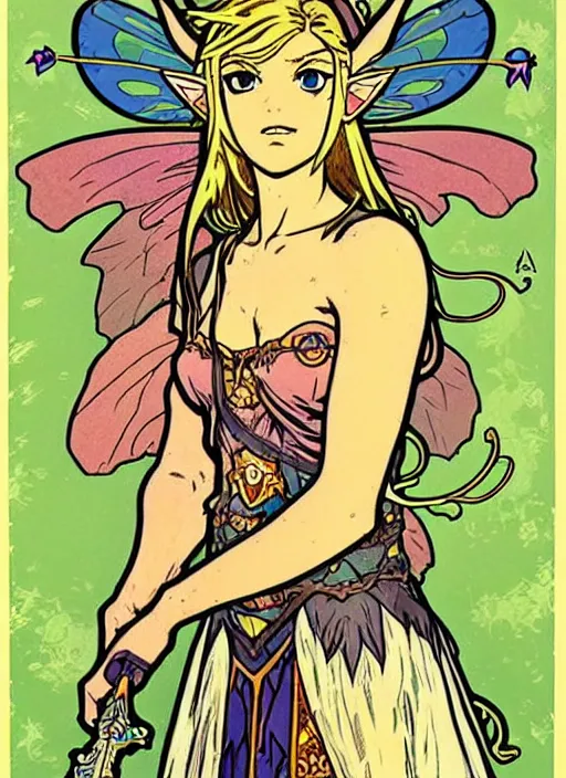 Image similar to great fairy of power, from the legend of zelda!! portrait illustration, pop art, splash painting, art by geof darrow, ashley wood, alphonse mucha, makoto shinkai