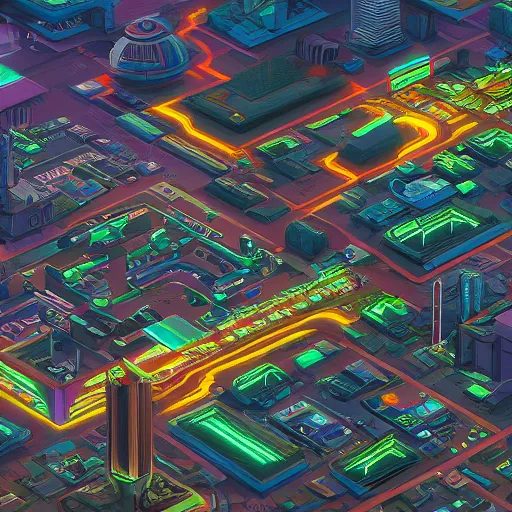 Image similar to isometric sci - fi city by michael whelan. beautiful high quality render.