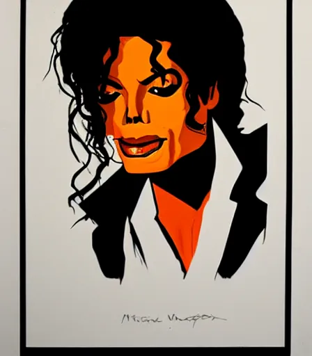 Image similar to portrait of michael jackson by mike mignola, high quality, high detail