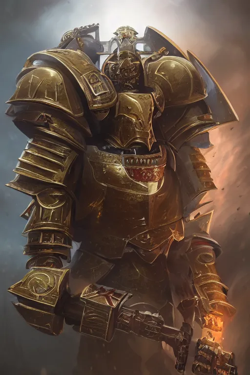 Image similar to armor portrait heros warhammer 4 0 k horus heresy fanart - the primarchs emperor by johannes helgeson animated with vfx concept artist & illustrator global illumination ray tracing hdr fanart arstation zbrush central hardmesh 8 k octane renderer