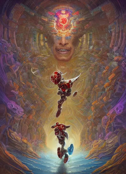 Image similar to mega man, shamanic poster lsd art, intricate, elegant, highly detailed, centered, digital painting, artstation, concept art, smooth, sharp focus, illustration, artgerm, tomasz alen kopera, peter mohrbacher, donato giancola, joseph christian leyendecker, wlop, frank frazetta