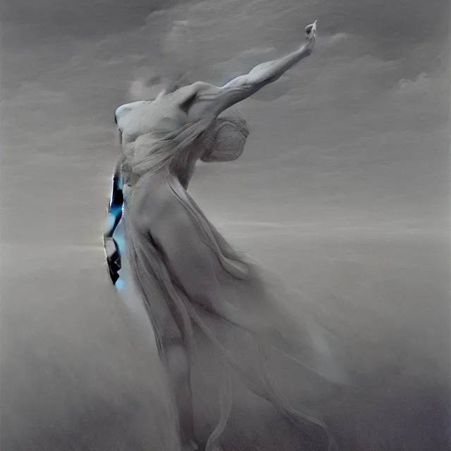 Image similar to Boreas by Zdzisław Beksiński, oil on canvas